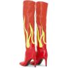 imageFSJ Women Stylish Flame Knee High Heel Boots Pointed Toe Stiletto Over the Knee Boots Fashion Thigh High Winter Warm Long Boots Size 415 USRedorange