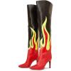 imageFSJ Women Stylish Flame Knee High Heel Boots Pointed Toe Stiletto Over the Knee Boots Fashion Thigh High Winter Warm Long Boots Size 415 USBlack