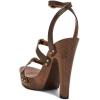 imageFSJ Women Open Toe Triple Buckle Straps Clog Heels Studded Platform Sandals Wooden Chunky Block Date Nights Shoes Size 416 USBrown