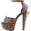 imageFSJ Women Spiked High Heel Sandals with Studded Ankle Strap Peep Toe Platform Chunky Rivets Heel Sexy Night Club Party Shoes Size 416 USBrown
