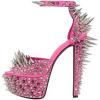 imageFSJ Women Spiked High Heel Sandals with Studded Ankle Strap Peep Toe Platform Chunky Rivets Heel Sexy Night Club Party Shoes Size 416 USPink