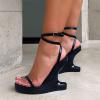 imageFSJ Women Wedge Heel Strappy Sandals with Platform Open Toe Adjustable Ankle Strap Comfortable Summer Office Shoes Size 416 USBlue