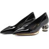 imageFSJ Women Bridal Pointed Toe Chunky Block Low Heel Crystal Pumps Gold Trim Slip on Comfort Wedding Dress Shoes Size 416 USBlackgold Trim