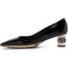 imageFSJ Women Bridal Pointed Toe Chunky Block Low Heel Crystal Pumps Gold Trim Slip on Comfort Wedding Dress Shoes Size 416 USBlackgold Trim