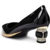 imageFSJ Women Bridal Pointed Toe Chunky Block Low Heel Crystal Pumps Gold Trim Slip on Comfort Wedding Dress Shoes Size 416 USBlackgold Trim