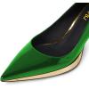 imageFSJ Women Bridal Pointed Toe Chunky Block Low Heel Crystal Pumps Gold Trim Slip on Comfort Wedding Dress Shoes Size 416 USEmerald Green