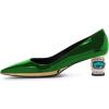 imageFSJ Women Bridal Pointed Toe Chunky Block Low Heel Crystal Pumps Gold Trim Slip on Comfort Wedding Dress Shoes Size 416 USEmerald Green