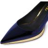 imageFSJ Women Bridal Pointed Toe Chunky Block Low Heel Crystal Pumps Gold Trim Slip on Comfort Wedding Dress Shoes Size 416 USNavy Blue