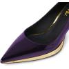 imageFSJ Women Bridal Pointed Toe Chunky Block Low Heel Crystal Pumps Gold Trim Slip on Comfort Wedding Dress Shoes Size 416 USPurple