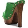 imageFSJ Women Closed Round Toe Mules Wooden Block High Heel Clogs Slip On Studded Platform Sandals Vintage Dress Slide Shoes Size 416 USGreen