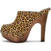 imageFSJ Women Closed Round Toe Mules Wooden Block High Heel Clogs Slip On Studded Platform Sandals Vintage Dress Slide Shoes Size 416 USLeopard