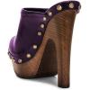 imageFSJ Women Closed Round Toe Mules Wooden Block High Heel Clogs Slip On Studded Platform Sandals Vintage Dress Slide Shoes Size 416 USPurple