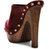 imageFSJ Women Closed Round Toe Mules Wooden Block High Heel Clogs Slip On Studded Platform Sandals Vintage Dress Slide Shoes Size 416 USRed