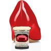 imageFSJ Women Pointed Toe Crystal Pump Rhinestone Bow Block Low Heel Slip On Comfy Date Party Shoes Size 416 USRed