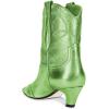 imageFSJ Women Square Toe Comfort Kitten Low Heel Ankle Boot Pull On Bootie Fall Winter Cowgirl Cowboy Dressy Shoes Size 416 USLight Green Metallic Leather