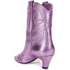 imageFSJ Women Square Toe Comfort Kitten Low Heel Ankle Boot Pull On Bootie Fall Winter Cowgirl Cowboy Dressy Shoes Size 416 USLight Purple Metallic Leather