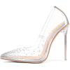 imageFSJ Women Studded Pointed Toe Transparent Pumps High Heels Shoes with Cute Bowknot US Size 415 MRhinestone