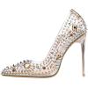 imageFSJ Women Studded Pointed Toe Transparent Pumps High Heels Shoes with Cute Bowknot US Size 415 MRivets