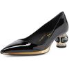 imageFSJ Women Bridal Pointed Toe Chunky Block Low Heel Crystal Pumps Gold Trim Slip on Comfort Wedding Dress Shoes Size 416 USBlackgold Trim