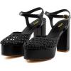 imageFSJ Women Closed Toe Woven Sandals Summer Platform Chunky High Heel Ankle Strap Chic Hollow Braided Breathable Wedding Shoes Size 416 USBlack