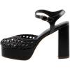 imageFSJ Women Closed Toe Woven Sandals Summer Platform Chunky High Heel Ankle Strap Chic Hollow Braided Breathable Wedding Shoes Size 416 USBlack