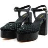 imageFSJ Women Closed Toe Woven Sandals Summer Platform Chunky High Heel Ankle Strap Chic Hollow Braided Breathable Wedding Shoes Size 416 USBlackGreen