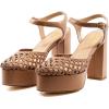 imageFSJ Women Closed Toe Woven Sandals Summer Platform Chunky High Heel Ankle Strap Chic Hollow Braided Breathable Wedding Shoes Size 416 USBrown
