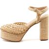 imageFSJ Women Closed Toe Woven Sandals Summer Platform Chunky High Heel Ankle Strap Chic Hollow Braided Breathable Wedding Shoes Size 416 USFlax