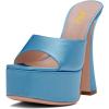 imageFSJ Women Slip On Platform Heeled Sandals Peep Open Toe Chunky Block High Heels Mules Backless Summer Dress Slide Sandals Size 415 USBlue Satin