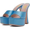 imageFSJ Women Slip On Platform Heeled Sandals Peep Open Toe Chunky Block High Heels Mules Backless Summer Dress Slide Sandals Size 415 USBlue Satin