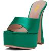 imageFSJ Women Slip On Platform Heeled Sandals Peep Open Toe Chunky Block High Heels Mules Backless Summer Dress Slide Sandals Size 415 USGreen Satin