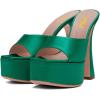 imageFSJ Women Slip On Platform Heeled Sandals Peep Open Toe Chunky Block High Heels Mules Backless Summer Dress Slide Sandals Size 415 USGreen Satin