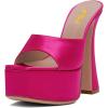 imageFSJ Women Slip On Platform Heeled Sandals Peep Open Toe Chunky Block High Heels Mules Backless Summer Dress Slide Sandals Size 415 USMagenta