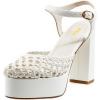 imageFSJ Women Closed Toe Woven Sandals Summer Platform Chunky High Heel Ankle Strap Chic Hollow Braided Breathable Wedding Shoes Size 416 USWhite