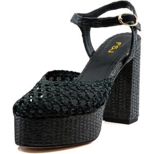 imageFSJ Women Closed Toe Woven Sandals Summer Platform Chunky High Heel Ankle Strap Chic Hollow Braided Breathable Wedding Shoes Size 416 USBlackGreen