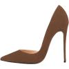 imageFSJ Women Formal Dress Shoes Pointed Toe DOrsay High Heels Sexy Stiletto Versatile Office Wear Pumps Size 415 USBrown Suede