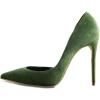 imageFSJ Women Formal Dress Shoes Pointed Toe DOrsay High Heels Sexy Stiletto Versatile Office Wear Pumps Size 415 USGreen Suede