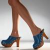 imageFSJ Women Platform Mules Closed Round Toe Studded Slip On Clogs Wooden Chunky Heel Slide Sandals Dressy Casual Shoes Size 416 USBlue