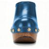 imageFSJ Women Platform Mules Closed Round Toe Studded Slip On Clogs Wooden Chunky Heel Slide Sandals Dressy Casual Shoes Size 416 USBlue