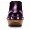 imageFSJ Women Platform Mules Closed Round Toe Studded Slip On Clogs Wooden Chunky Heel Slide Sandals Dressy Casual Shoes Size 416 USPurple