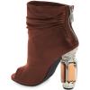 imageFSJ Women Stylish Peep Toe Slouch Ankle Boots Chunky Stacked Heels Party Prom Nightclub Evening Wedding Crystal Heel Dress Shoes Size 415 USBrown