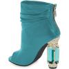 imageFSJ Women Stylish Peep Toe Slouch Ankle Boots Chunky Stacked Heels Party Prom Nightclub Evening Wedding Crystal Heel Dress Shoes Size 415 USTurquoise