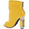 imageFSJ Women Stylish Peep Toe Slouch Ankle Boots Chunky Stacked Heels Party Prom Nightclub Evening Wedding Crystal Heel Dress Shoes Size 415 USYellow
