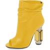 imageFSJ Women Stylish Peep Toe Slouch Ankle Boots Chunky Stacked Heels Party Prom Nightclub Evening Wedding Crystal Heel Dress Shoes Size 415 USYellow