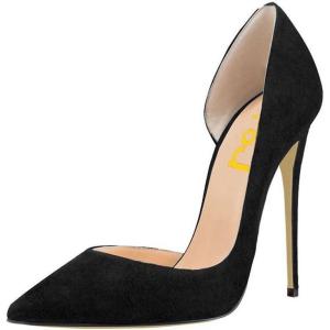 imageFSJ Women Formal Dress Shoes Pointed Toe DOrsay High Heels Sexy Stiletto Versatile Office Wear Pumps Size 415 USBlack Suede