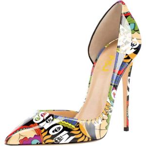 imageFSJ Women Formal Dress Shoes Pointed Toe DOrsay High Heels Sexy Stiletto Versatile Office Wear Pumps Size 415 USCartoon