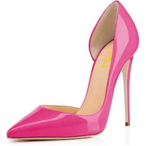 imageFSJ Women Formal Dress Shoes Pointed Toe DOrsay High Heels Sexy Stiletto Versatile Office Wear Pumps Size 415 USHot Pink