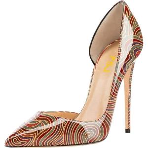 imageFSJ Women Formal Dress Shoes Pointed Toe DOrsay High Heels Sexy Stiletto Versatile Office Wear Pumps Size 415 USMoire