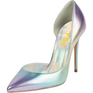 imageFSJ Women Formal Dress Shoes Pointed Toe DOrsay High Heels Sexy Stiletto Versatile Office Wear Pumps Size 415 USMulticolor