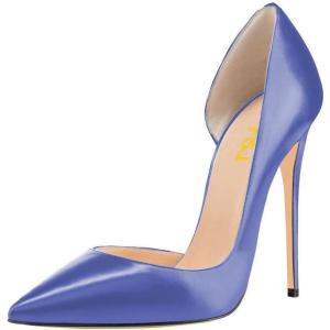 imageFSJ Women Formal Dress Shoes Pointed Toe DOrsay High Heels Sexy Stiletto Versatile Office Wear Pumps Size 415 USSlate Blue